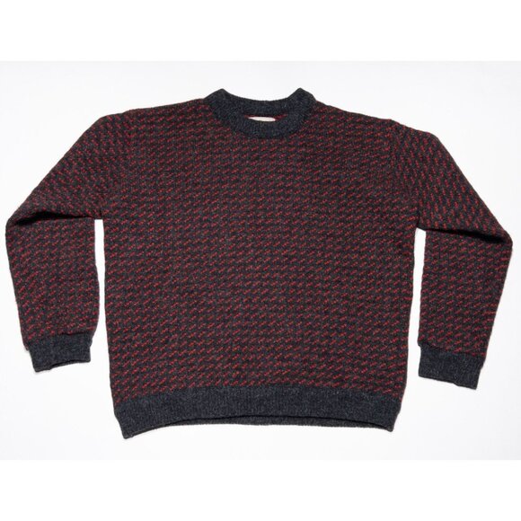 Vintage L.L. Bean Birdseye Sweater Women's Large Norway Fisherman Wool Red Gray - Picture 2 of 10